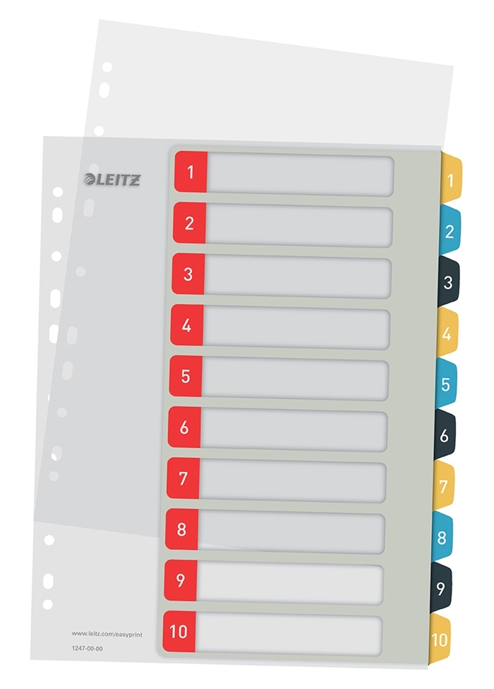 Leitz Registro imprimível PP A4+ 1-10 Cores aconchegantes