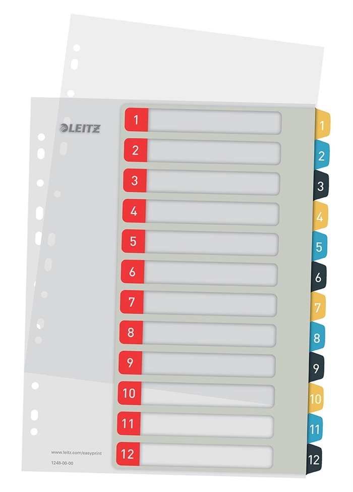 Leitz Registro impressível PP A4+ 1-12 Cores aconchegantes