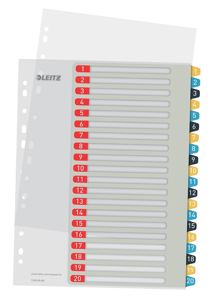 Leitz Registro impressível PP A4+ 1-20 Cores aconchegantes