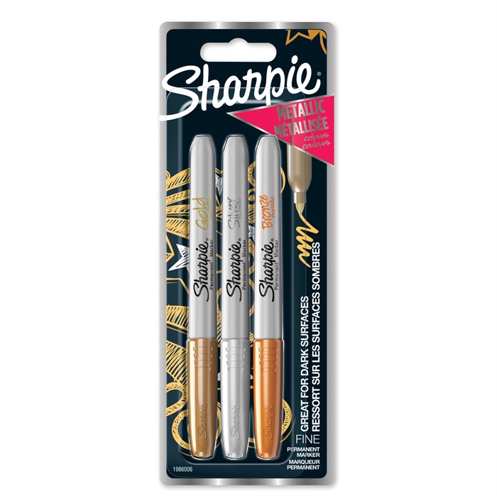 Caneta Sharpie Metálica 1,4mm, na cor Ouro/Prata/Bronze (3)