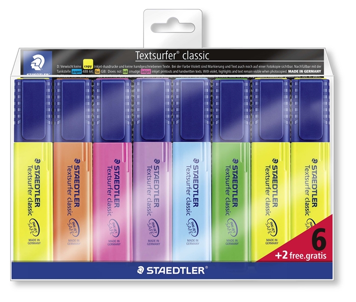 Staedtler Highlighter Textsurfer Assorted Colors (6+2)