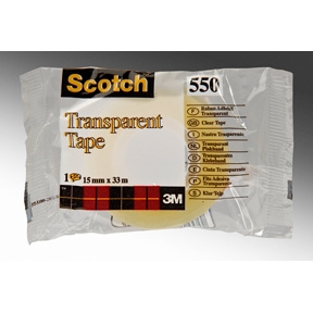 Fita adesiva Scotch 550 da 3M, 15mmx33m, transparente.