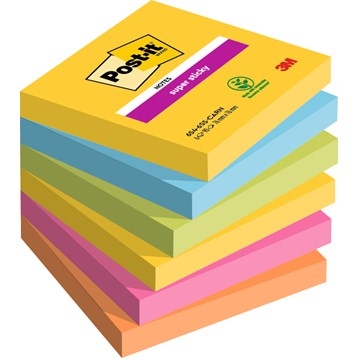 3M Notas Post-it super aderentes Carnival 76 x 76 mm, - 90 folhas - 6 pacotes