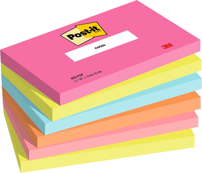 3M Post-it Poptimistic 76 x 127 mm, 100 folhas - pacote com 6 unidades