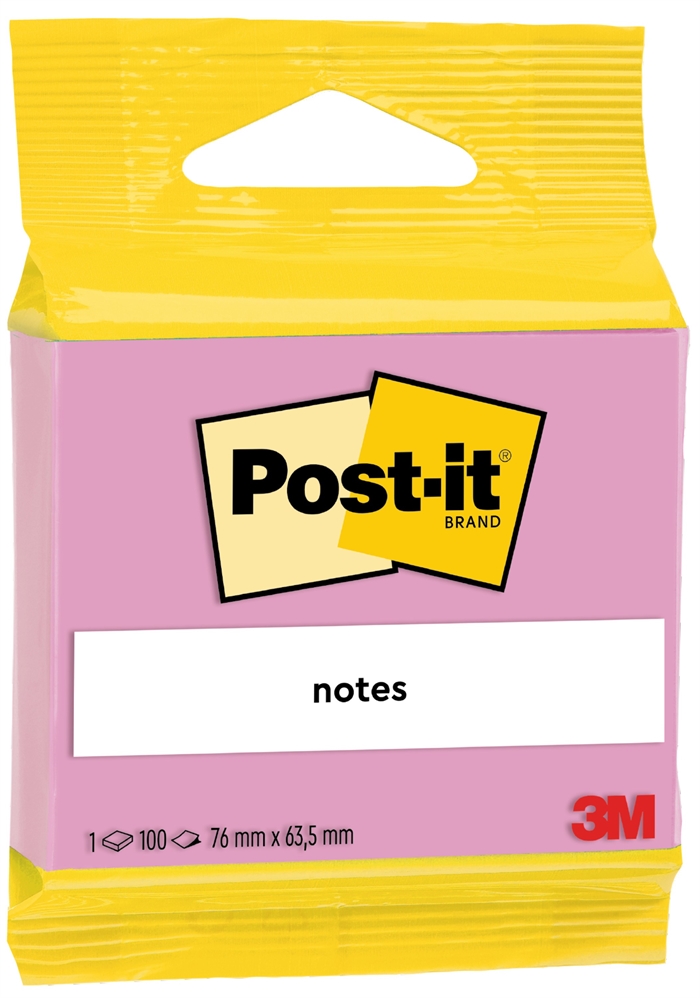 3M Post-it rosa 63,5 x 76 mm, 100 folhas