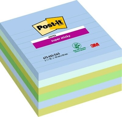 3M Post-it notas super aderentes 101 x 101 linha Oasis - pacote com 6 unidades