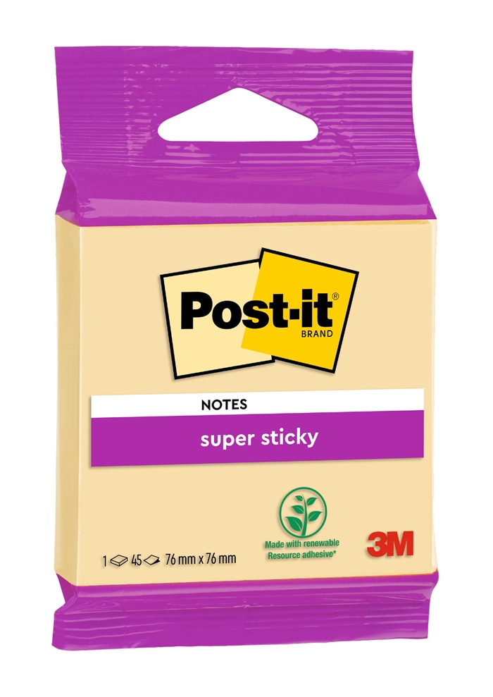 3M Notas Post-it super adesivas amarelas-canário 76 x 76 mm - 45 folhas.