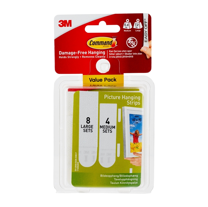 3M Command tiras para pendurar quadros Value Pack, branco.