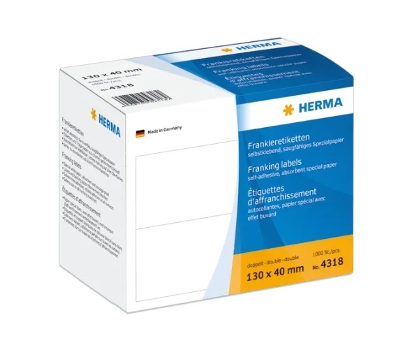 HERMA etiqueta de franqueamento dupla 130 x 40 mm, 1000 unidades.