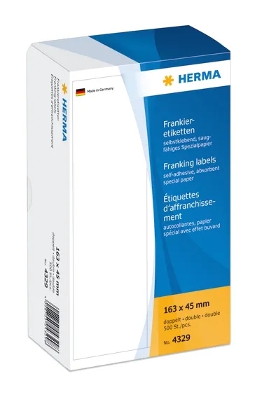 HERMA etiquetas de franqueamento duplo 163 x 45 mm, 500 unidades.