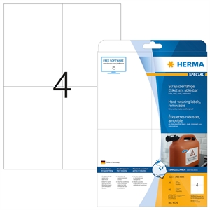 HERMA etiqueta removível à prova d'água 105 x 148 mm, 80 unidades.