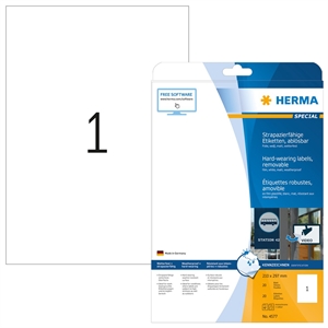 HERMA rótulo removível à prova d'água 210 x 297 mm, 20 unidades.