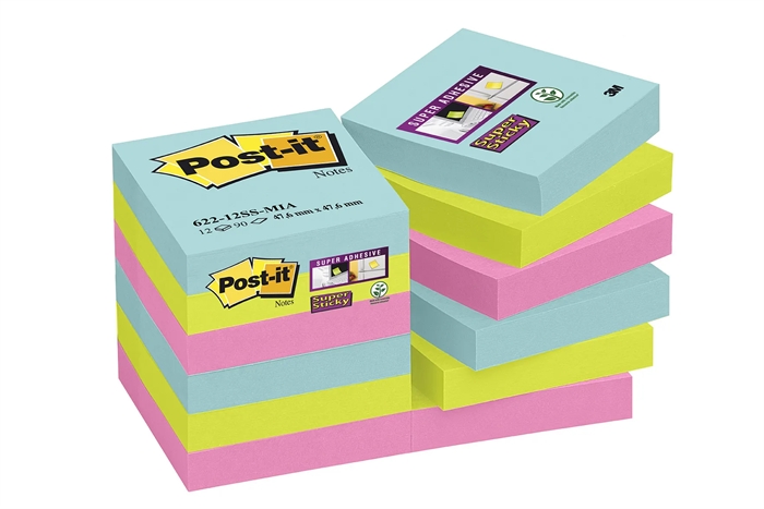 3M Post-it notas super aderentes 47,6 x 47,6 mm Cosmic - pacote com 12 unidades