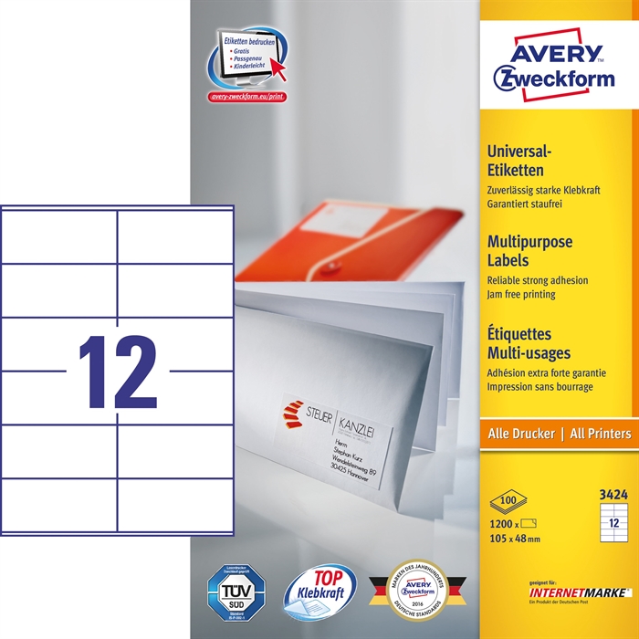 Avery ILC etiqueta universal 105 x 48 mm, 1200 unidades.