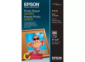 Papel Fotográfico Glossy Epson, 200 g/m² - 10 x 15cm - 100 folhas