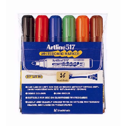 Artline Marcador de Quadro Branco 517, conjunto de 6.