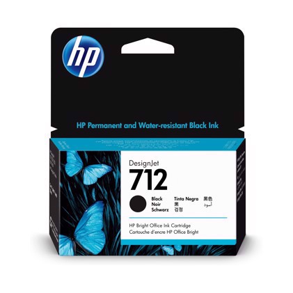 Cartucho de tinta preta HP 712 de 38 ml para DesignJet