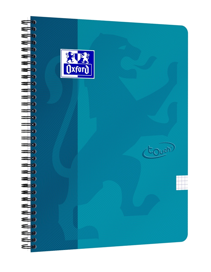 Caderno Oxford Touch A4 quadriculado, 70 folhas, 90g, cor turquesa.