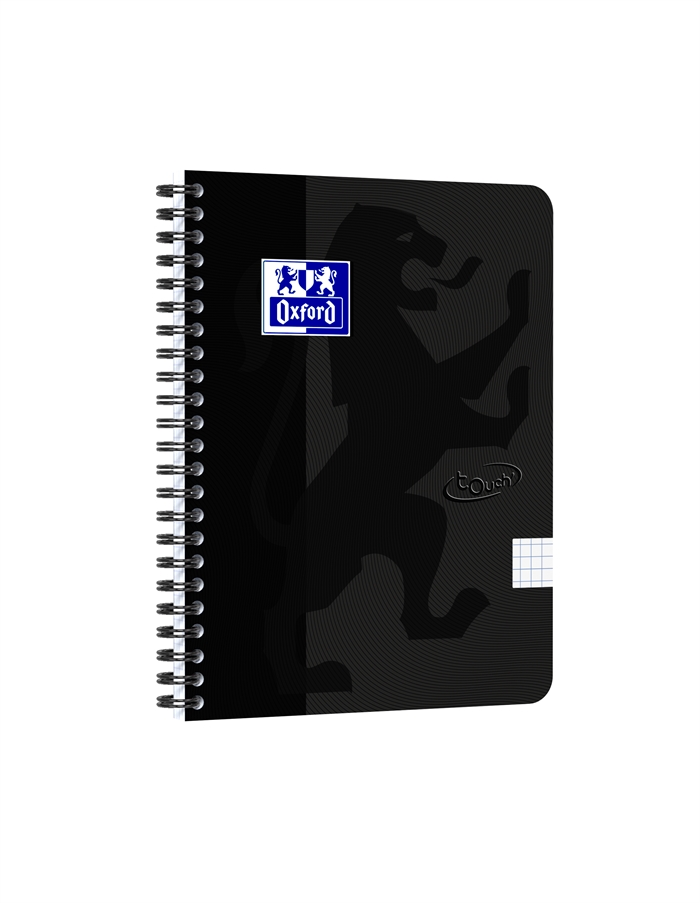 Caderno Oxford Touch A5+ quadriculado, 70 folhas, 90g, preto.