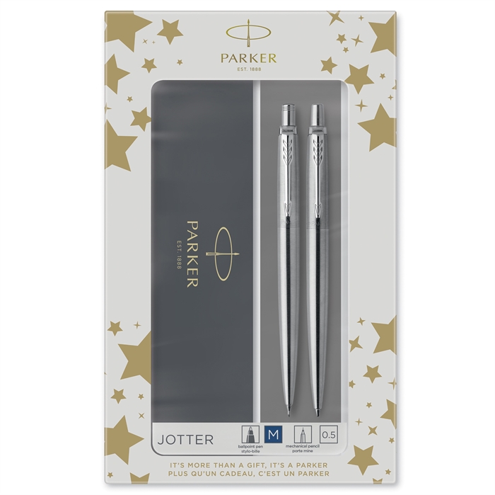 Parker Conjunto Duosæt Jotter CT caneta esferográfica+lápis de grafite prateado.