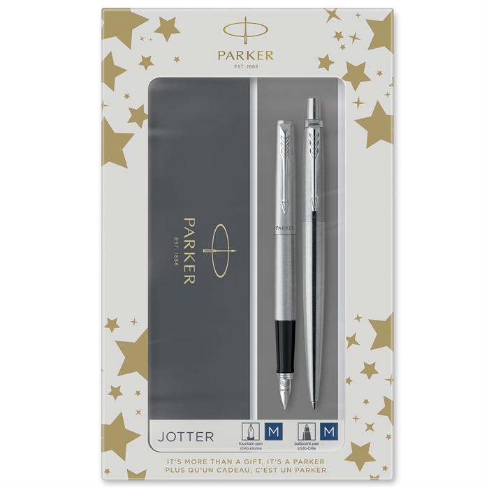 Parker Duoset Jotter CT caneta esferográfica+caneta-tinteiro prateada