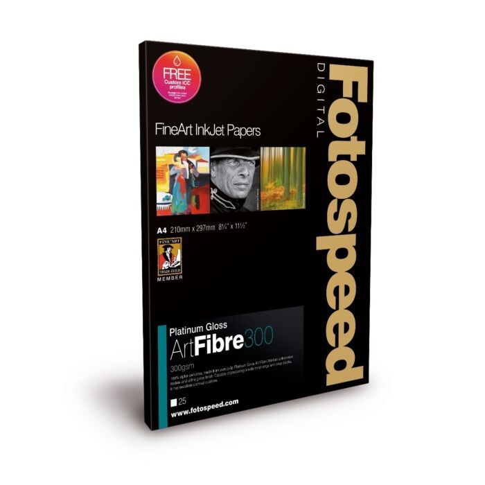 Fotospeed Platinum Gloss ART FIBRE 300 gsm - A4, 25 folhas 