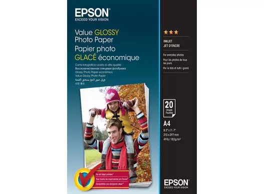 Papel Fotográfico Brilhante Epson Value 183 g/m² - A4 - 20 folhas