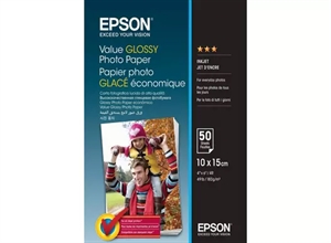 Papel Fotográfico Brilhante Epson Value 183 g/m2 - 10x15cm - 50 folhas