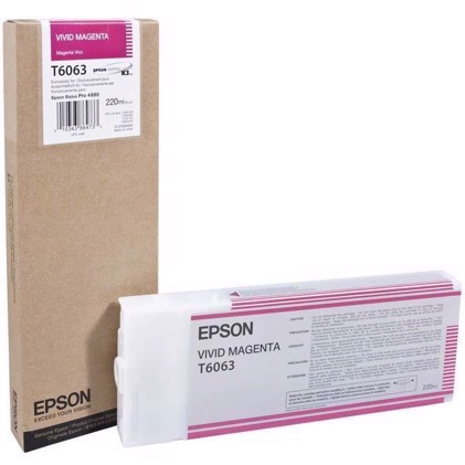 Epson Vivid Magenta T6063 - Cartucho de tinta de 220 ml para Epson Pro 4880