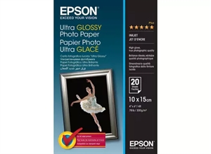 Papel Fotográfico Epson Ultra Glossy 300 g/m² - 10x15cm - 20 folhas