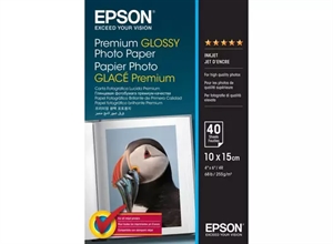 Papel Fotográfico Brilhante Premium Epson 255 g/m² - 10x15cm - 40 folhas