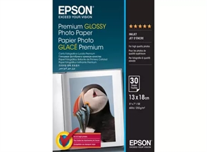 Papel Fotográfico Brilhante Premium Epson 255 g/m², 130 x 180 mm, 255g/m², 30 folhas