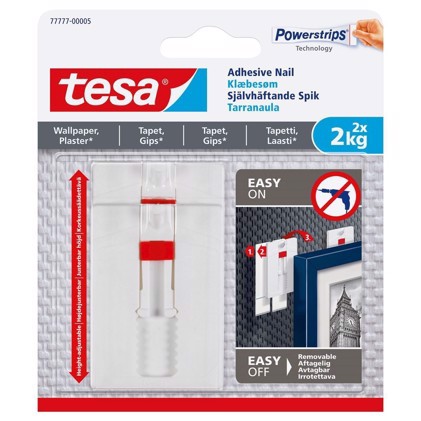 tesa pregos adesivos ajustáveis 2 kg - para papel de parede e gesso